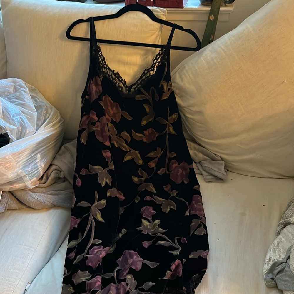 Stunning velvet dress with deep purple & black with lace
